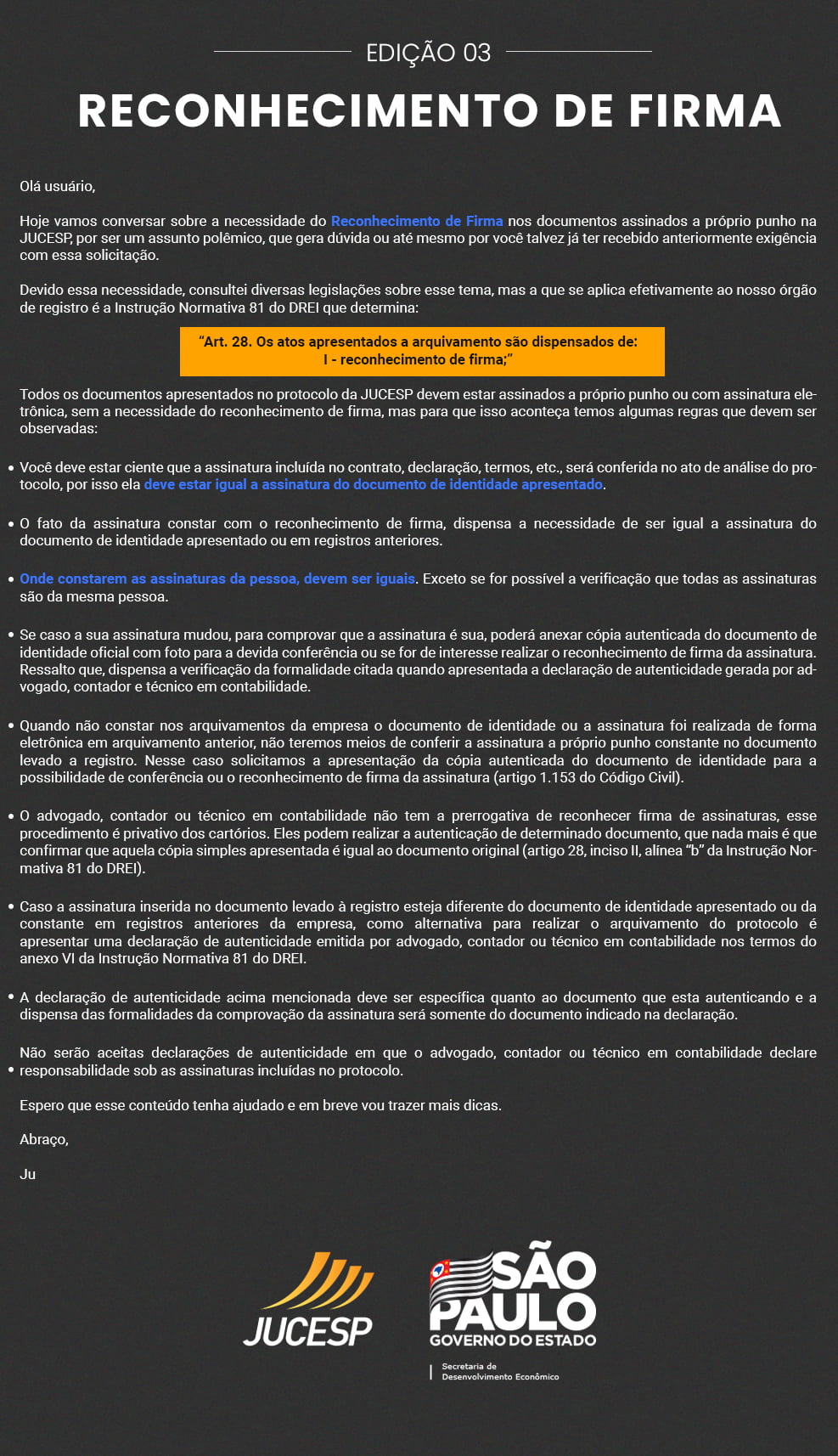 Dicas da JU Objeto Social